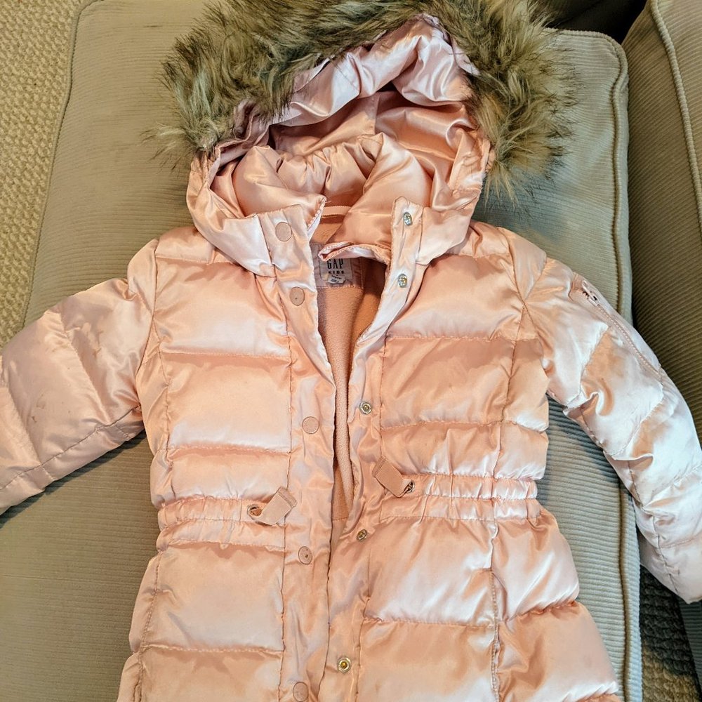 SMALL: 6/7 Gap Down Puffer Jacket pink champagne